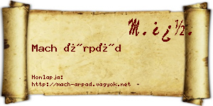 Mach Árpád névjegykártya